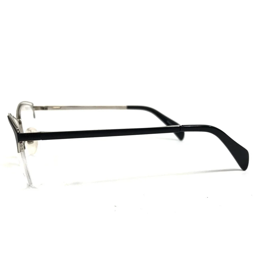 Adin Thomas Eyeglasses Frames AT-426 C1 Black Silver Cat Eye Half Rim 52-16-135